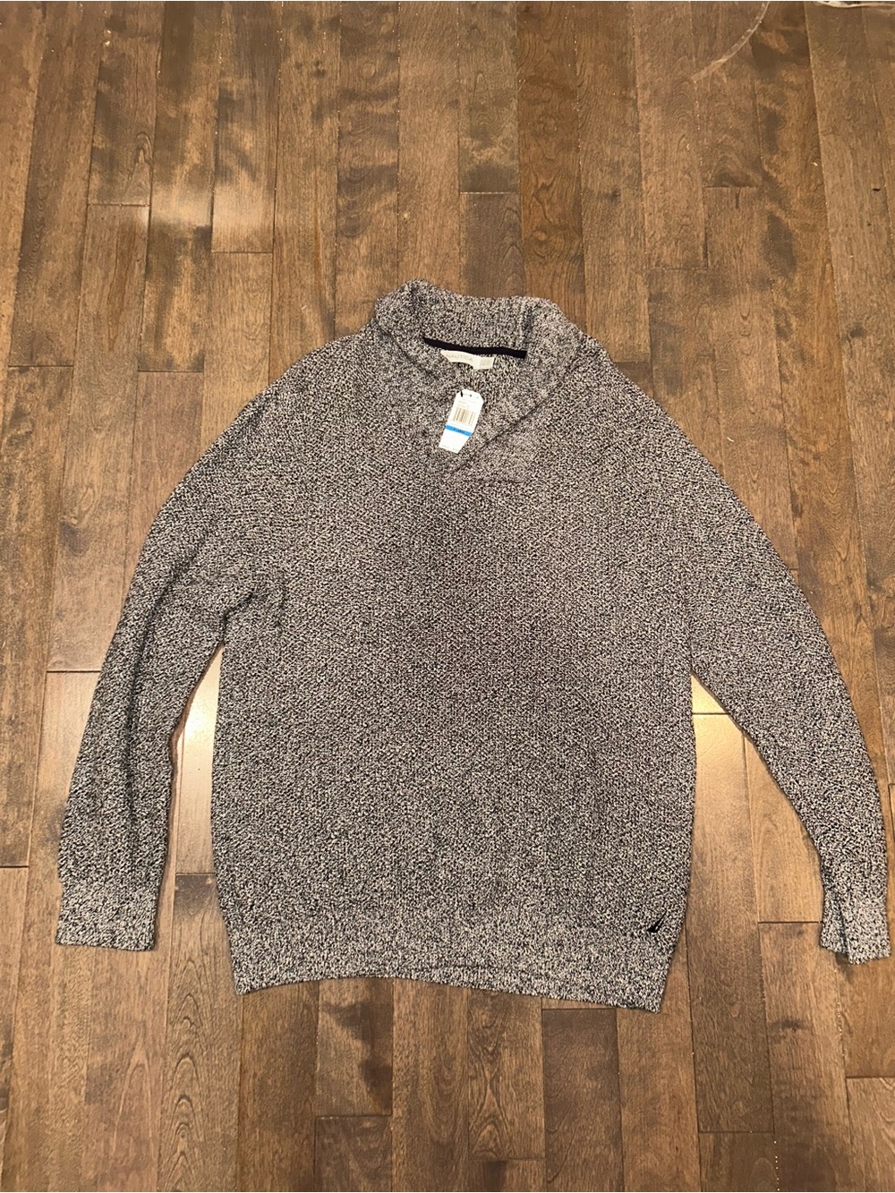 Nautical Men's Shawl Collar Marled Knit Sweater - Gray